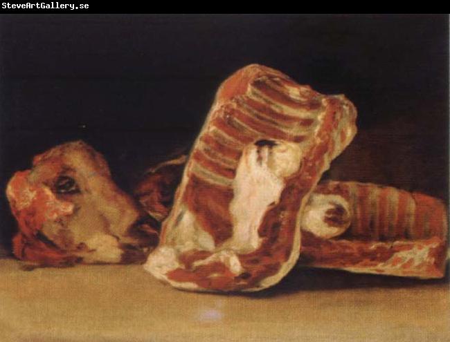 Francisco de Goya Style life with lamb head